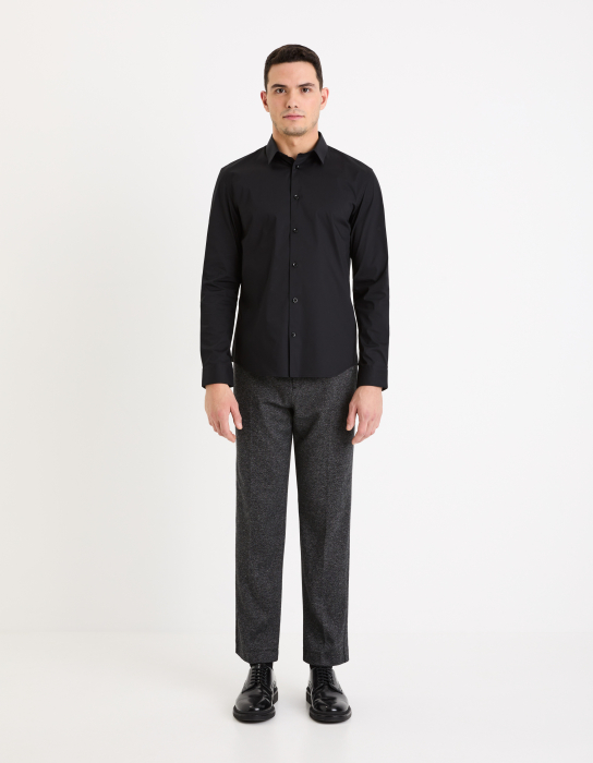 Celio Мужская Рубашка Чёрная Regular [1]