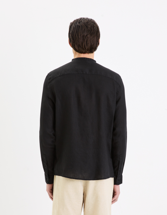 Celio Мужская Рубашка Чёрная Regular [3]