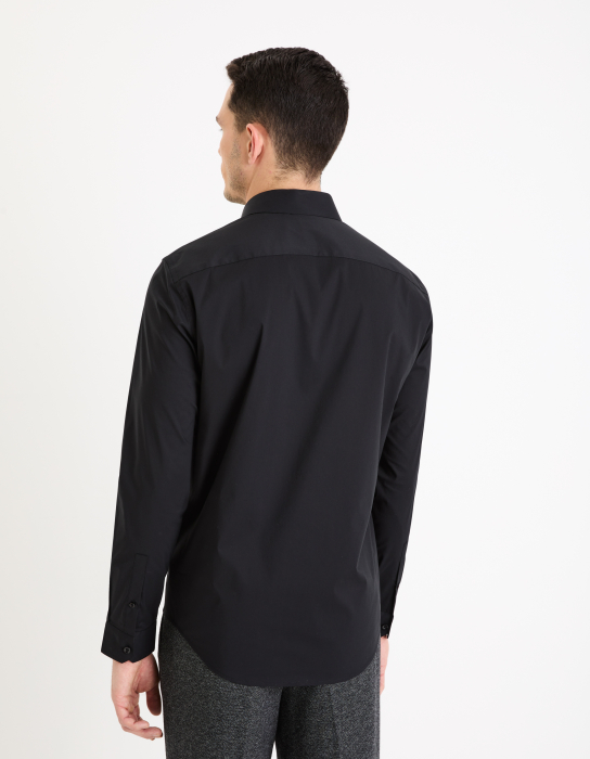 Celio Мужская Рубашка Чёрная Regular [2]