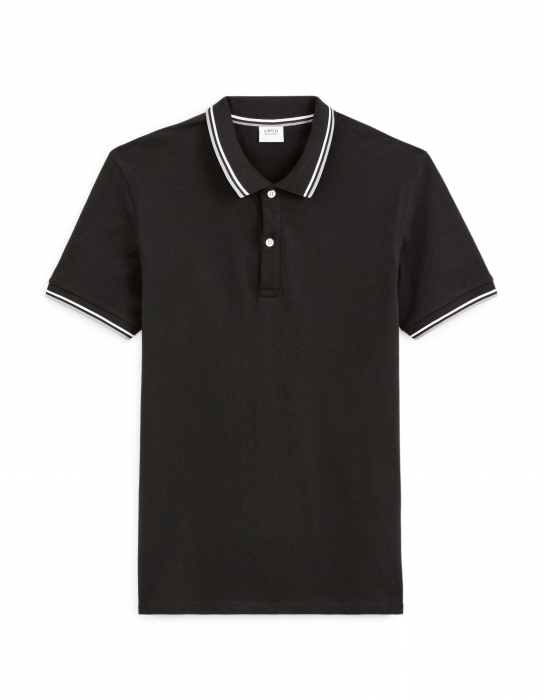 Celio Tricou Polo Negru Slim Barbati [4]