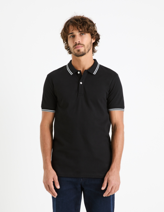 Celio Tricou Polo Negru Slim Barbati [3]