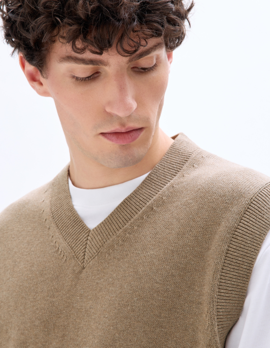 Celio Мужской Жилет Бежевый  [4]