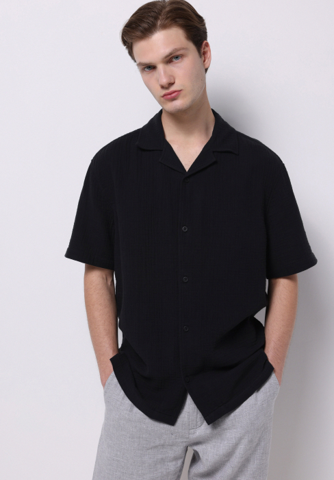COLIN'S Camasa Cu Maneca Scurta Neagra Comfort Barbati [1]