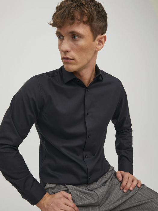 Jack Jones Мужская Рубашка Чёрная Slim [5]