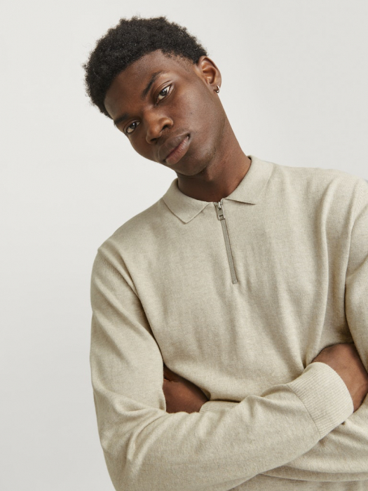 JACK&JONES Pulover Oatmeal Melange  Barbati [6]