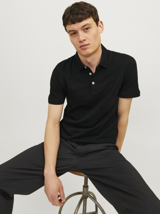 Jack Jones Мужская Футболка-Поло Чёрная Slim [3]