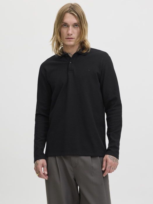 Jack Jones Tricou Polo Cu Maneca Lunga Negru  Barbati [1]