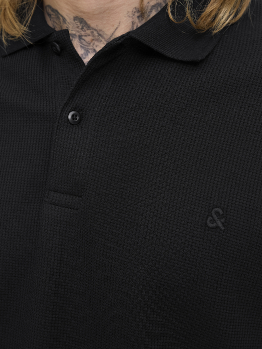 Jack Jones Tricou Polo Cu Maneca Lunga Negru  Barbati [5]