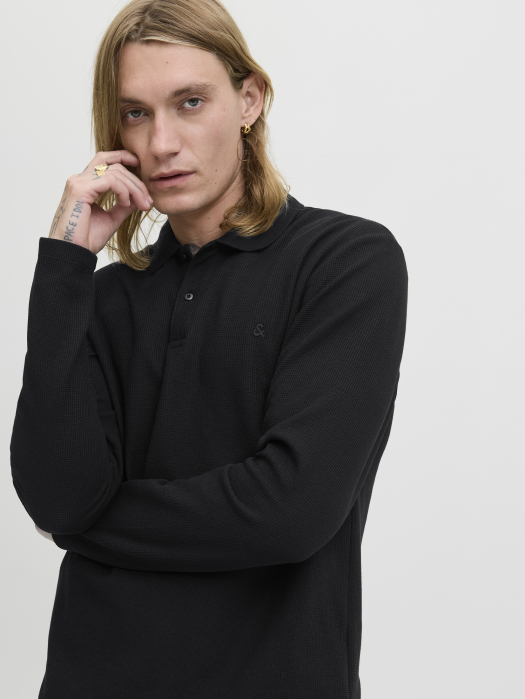 Jack Jones Tricou Polo Cu Maneca Lunga Negru  Barbati [2]