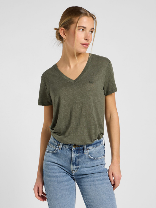 Lee Tricou Haki Regular Femei [2]