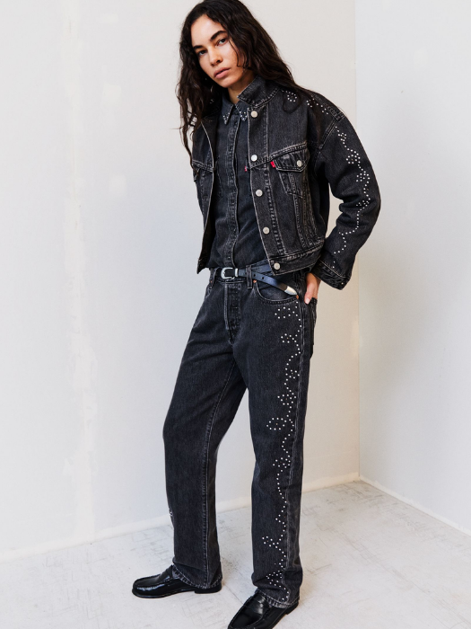 Levi's Blugi Gri Inchis 501 Straight Femei [1]