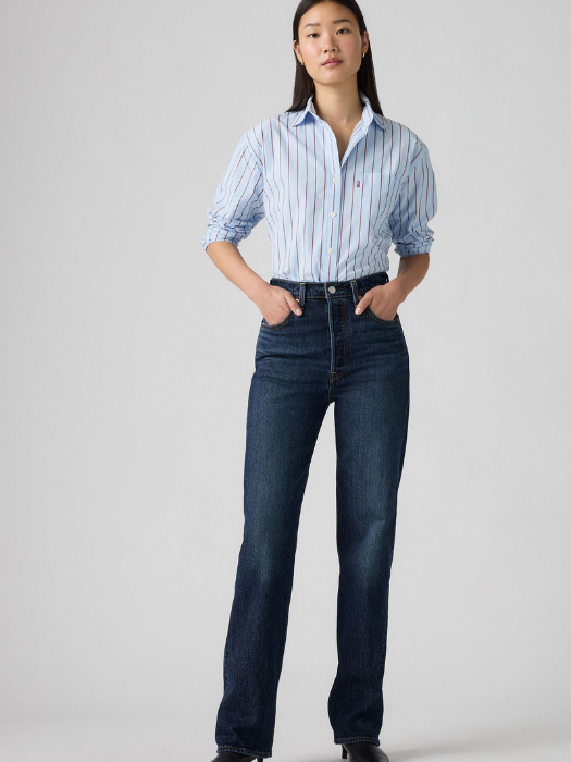 Levi's Женские Джинсы Темно-Синие RIBCAGE Straight [2]