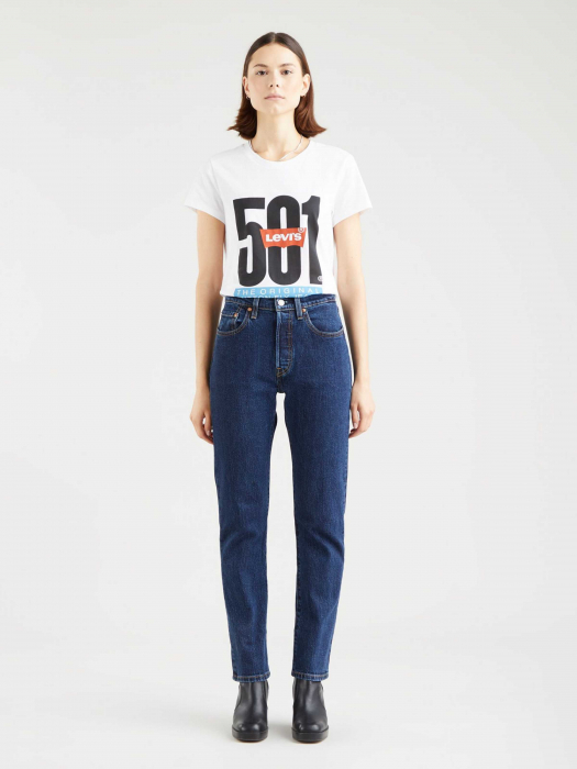 Levi's Blugi Navy 501 CROP Straight Femei [4]