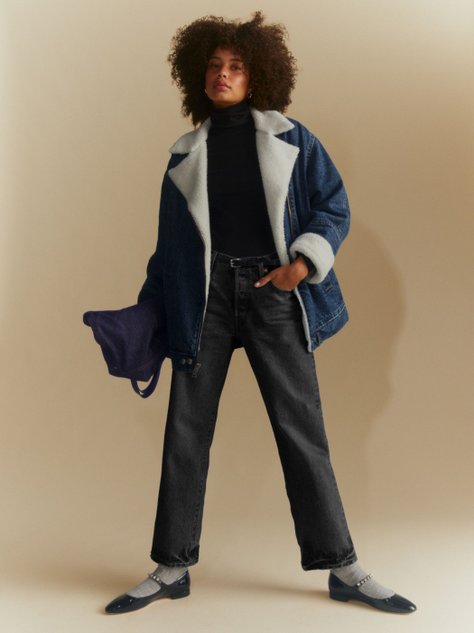 Levi's Blugi Gri Inchis 501 Straight Femei [6]