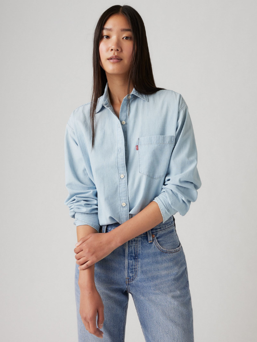 Levi's Женская Рубашка Светло-Синяя Relaxed [3]