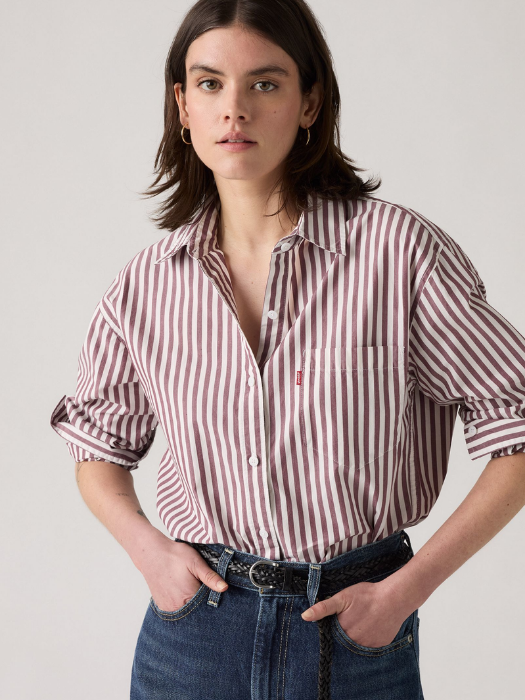 Levi's Женская Рубашка Белая/Коричневая Relaxed [2]