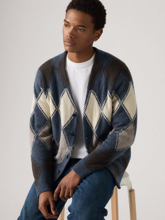 Levi's Мужской Кардиган Синий/Белый Relaxed [2]