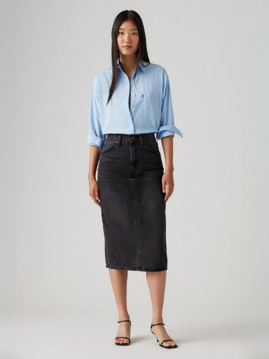 Levi's Женская Юбка Тёмная Серая Hight Rise [5]