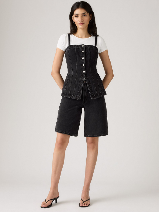 Levi's Pantaloni Scurti Negri Baggy Femei [2]