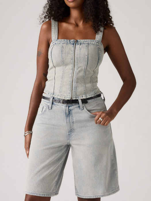 Levi's Pantaloni Scurti Albastri Deschisi Baggy Femei [3]