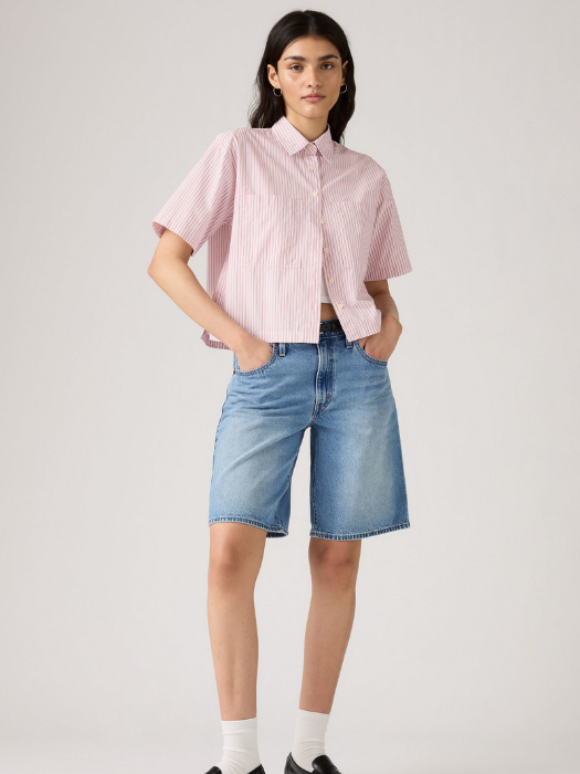 Levi's Pantaloni Scurti Albastri Deschisi Baggy Femei [3]