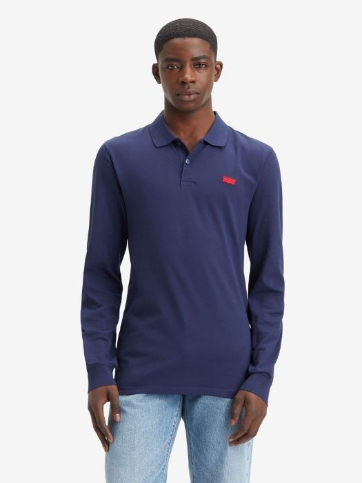 Levi's Мужское Поло С Длинным Рукавом темно-синее Regular [1]