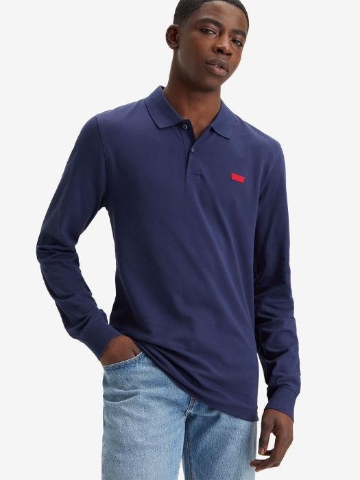 Levi's Мужское Поло С Длинным Рукавом темно-синее Regular [4]