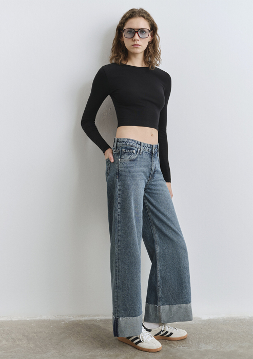 Mavi Blugi Dark Used Emilia Wide Leg Femei [3]