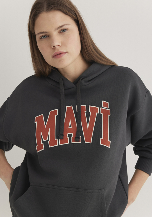 Mavi Hanorac Negru Oversize Femei [3]