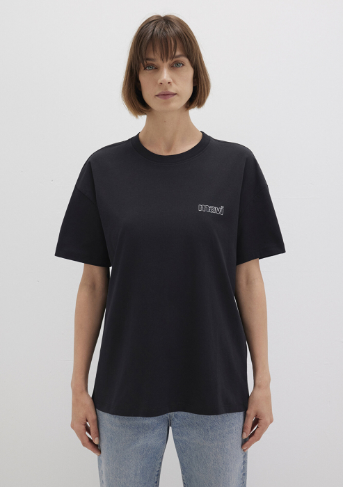 Mavi Tricou Negru Loose Femei [4]