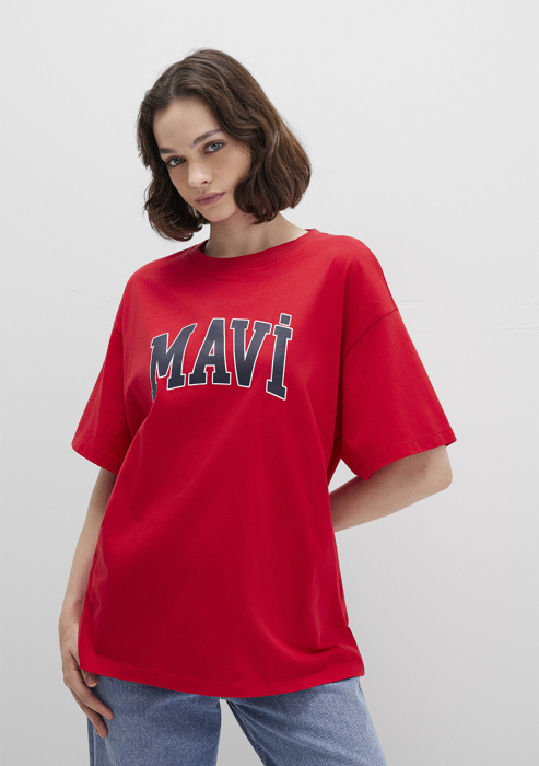 Mavi Tricou Rosu Oversize Femei [3]