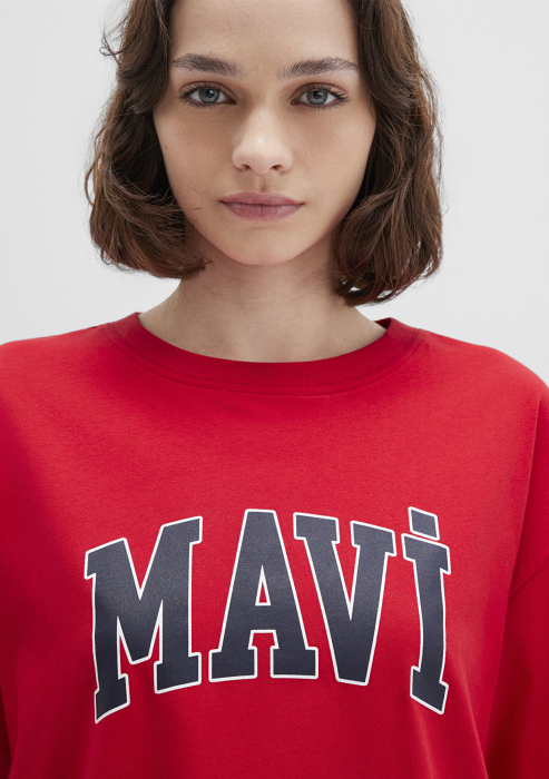 Mavi Tricou Rosu Oversize Femei [6]