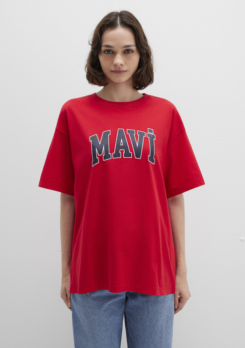 Mavi Tricou Rosu Oversize Femei [4]