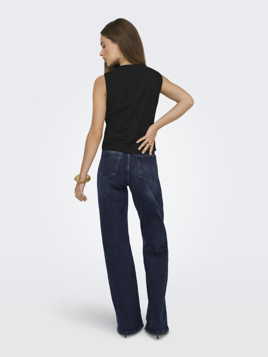 ONLY Blugi Blue Black Denim Bottom Wide Femei [4]
