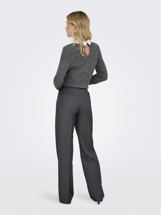 ONLY Pantaloni Dark Grey Melange Straight Tapered Femei [3]