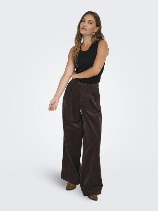 ONLY Pantaloni Seal Brown Wide Femei [4]