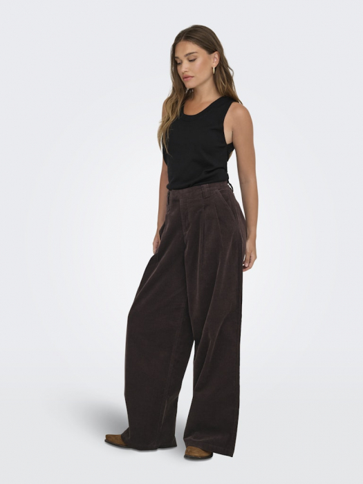 ONLY Pantaloni Seal Brown Wide Femei [5]