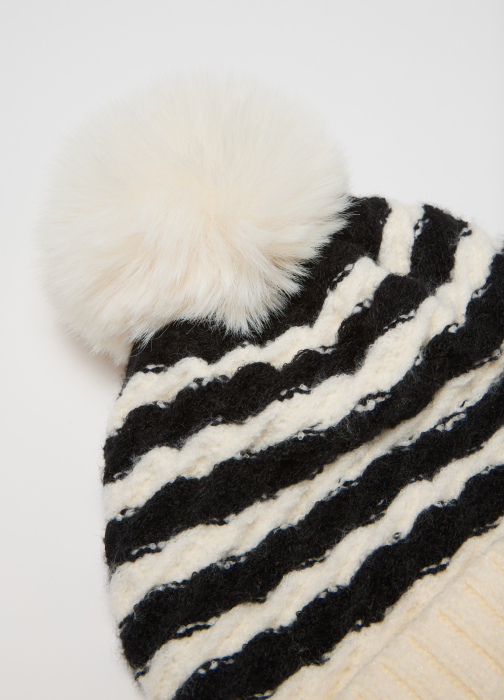 OVS Kids Шапка Для Девочек Black-Striped Off-White 3-10 Лет [2]