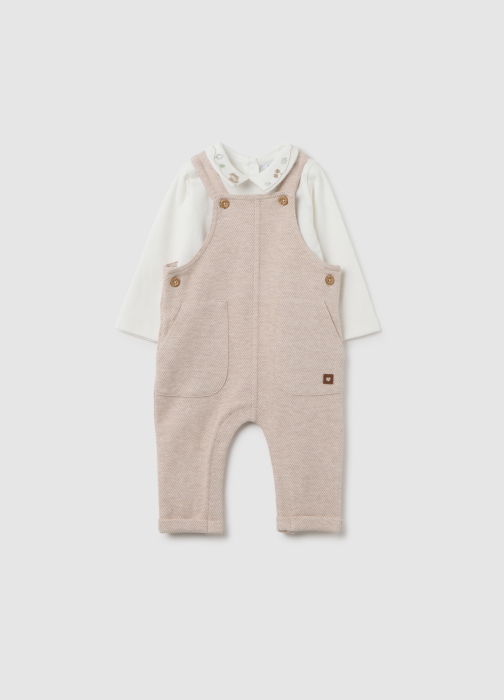 OVS Kids Set Tricou + Pantaloni Beige Melange Baieti 0-9 Luni [1]