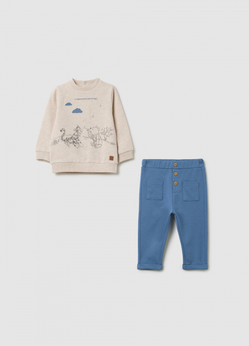 OVS Kids Set Tricou + Pantaloni Beige Melange Baieti 0-9 Luni [1]