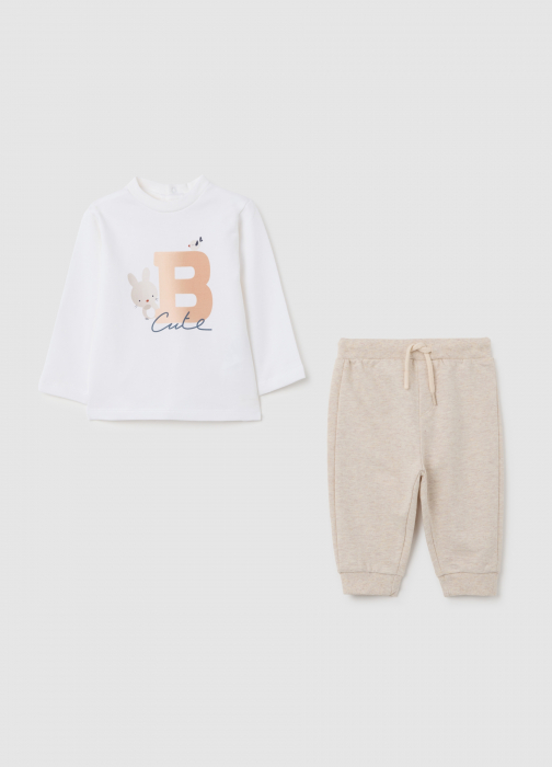 OVS Kids Set Tricou + Pantaloni Beige Melange Baieti 0-9 Luni [1]