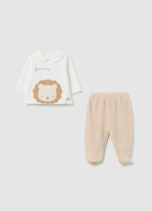 OVS Kids Set Tricou + Pantaloni Beige Melange Baieti 0-9 Luni [1]