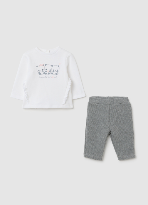 OVS Kids Set Tricou + Pantaloni Lucent White Baieti 0-9 Luni [1]