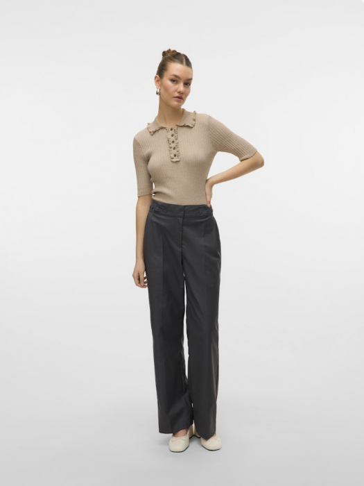 VERO MODA Pantaloni Dark Grey Melange Straight Femei [3]