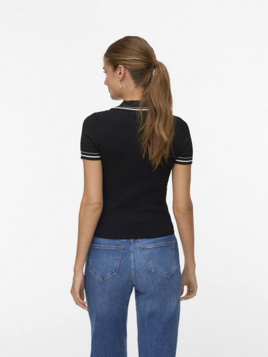 VERO MODA Женский Свитер С Коротким Рукавом Чёрный  [2]