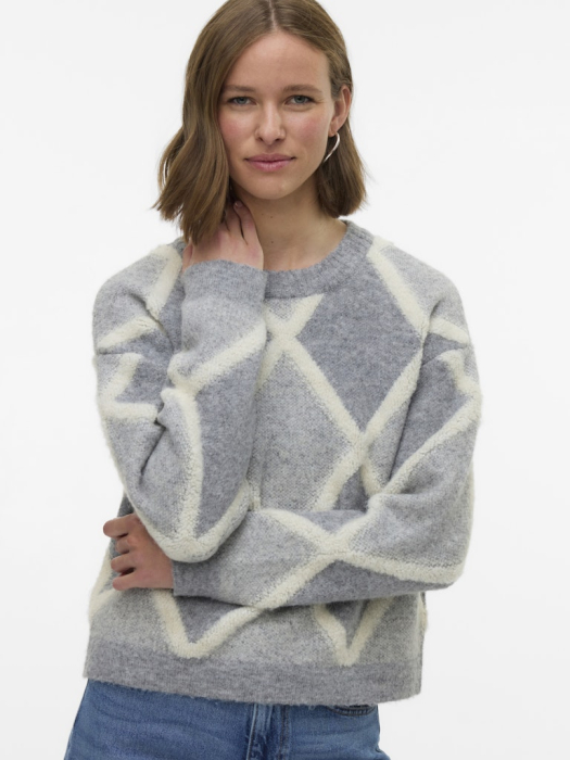 VERO MODA Pulover Medium Grey Melange Birch  Femei [2]