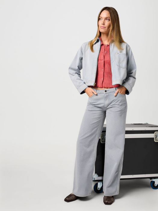 Wrangler Blugi Gri Deschis WORLD WIDE Wide Leg Femei [6]