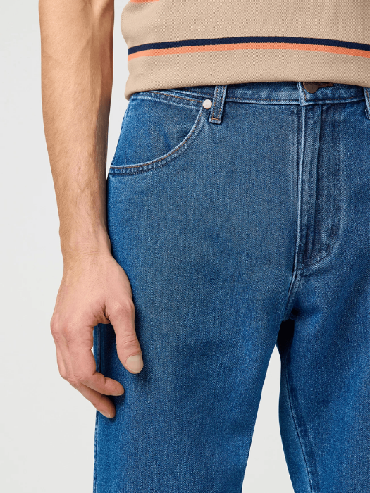 Wrangler Мужские Джинсы Темно-Синие FRONTIER Relaxed Straight [3]