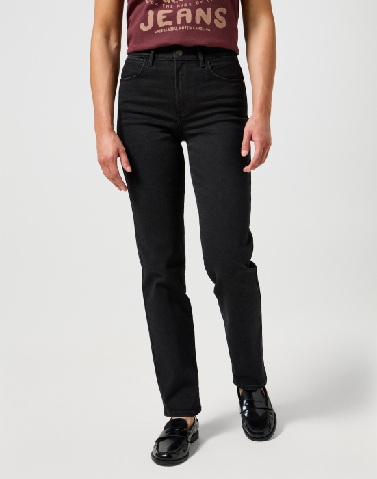 Wrangler Blugi Straight Negri Femei [1]