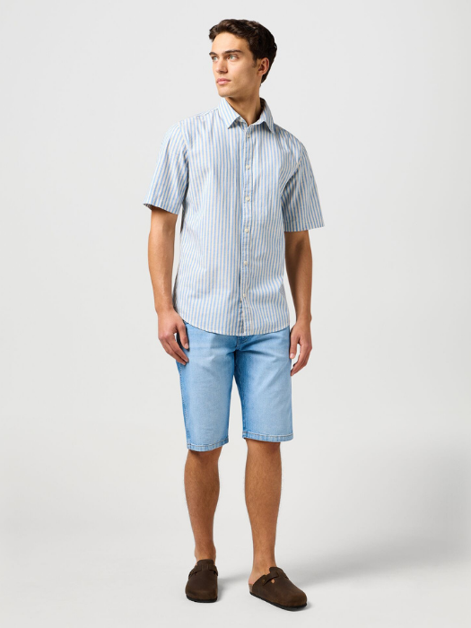 Wrangler Pantaloni Scurti Albastri Deschisi Regular Barbati [5]